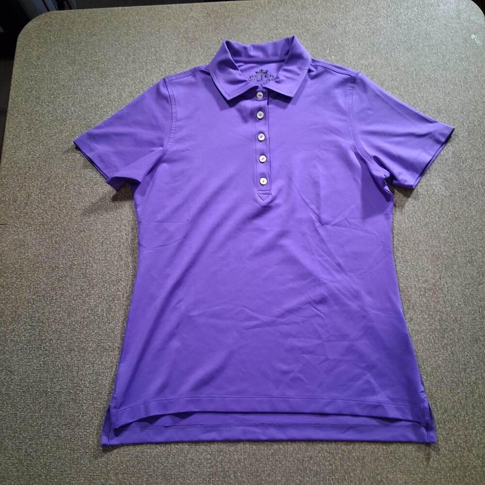Peter Millar Women's Element Small Purple UPF 50+ Wicking Golf Polo Shirt Button